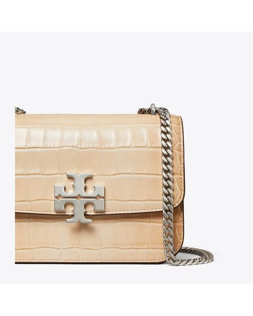 Tory Burch Natural Small Eleanor Croc-Embossed Bag