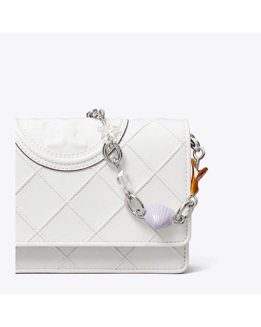 Tory Burch White Fleming Charm Chain Crossbody