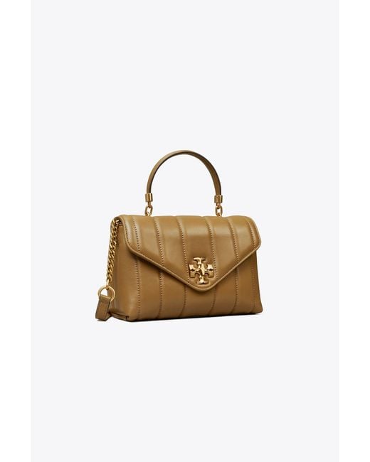 Tory Burch Leather Small Kira Quilted Satchel in Metallic | Lyst Canada