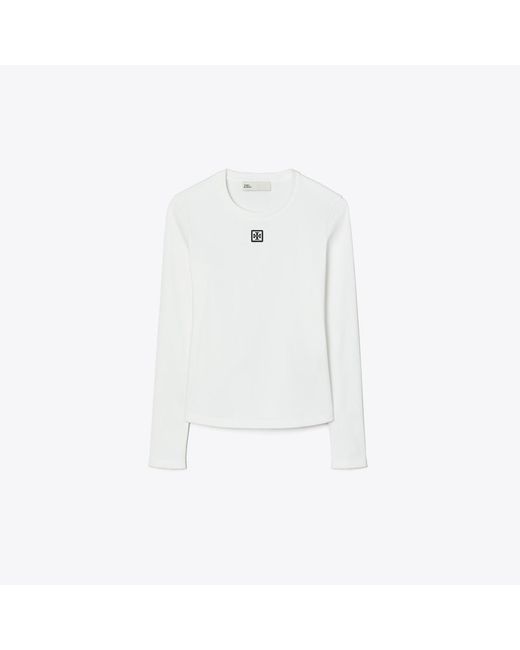 Tory Burch White Cotton Logo Top