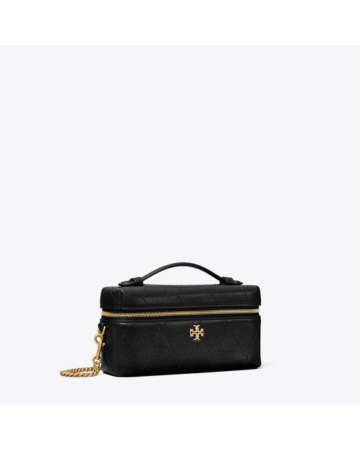 Tory Burch Black Charlie Quilted East-West Vanity Case, One Size