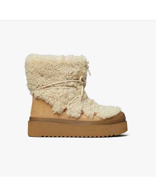Tory Burch Natural Mellow Shearling Lace-Up Boot