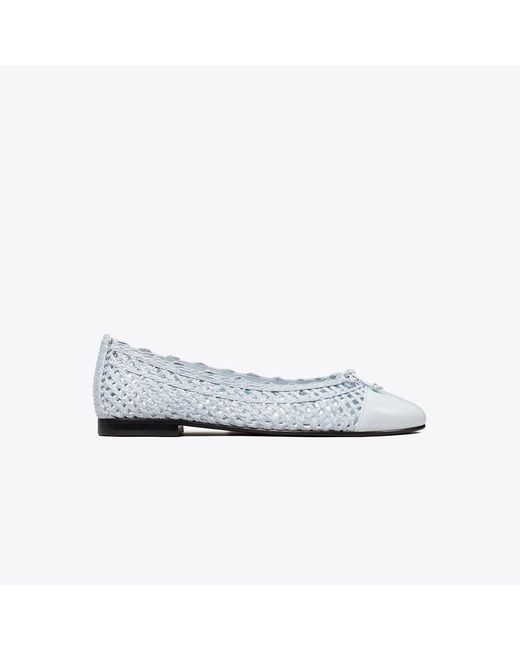 Tory Burch White Cap-Toe Ballet
