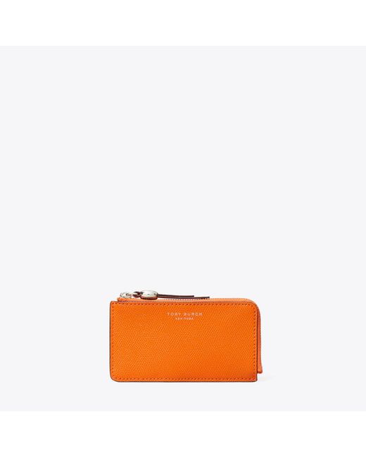 Tory Burch Orange Romy Zip Card Case