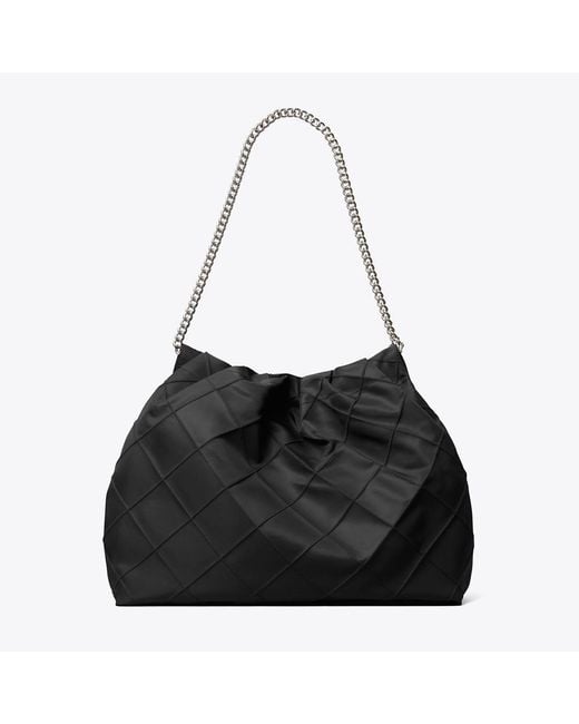 Tory Burch Black Fleming Nylon Hobo Bag, One Size