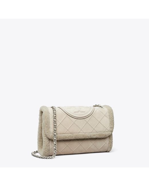 Tory Burch Natural Fleming Soft Shearling Convertible Shoulder Bag