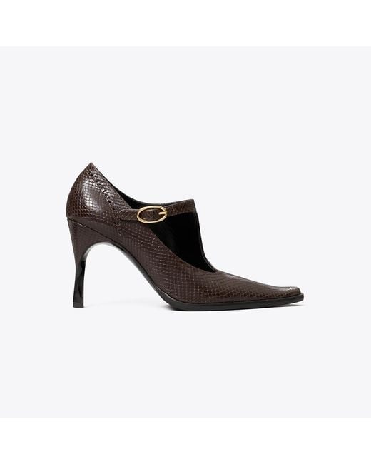 Tory Burch Black Twisted Heel Monk Strap