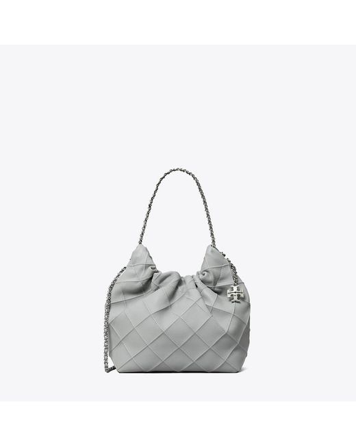 Tory Burch Gray Mini Fleming Soft Hobo Bag