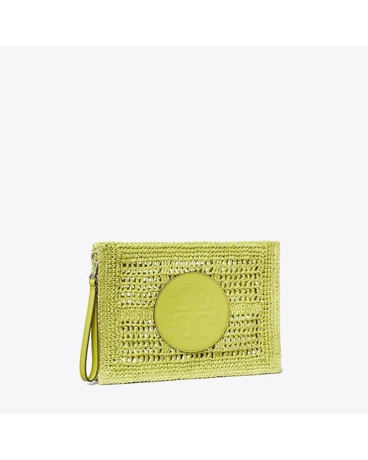 Tory Burch Yellow Ella Hand-Crocheted Pouch