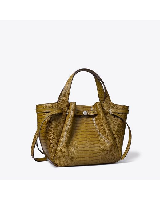 Tory Burch Green Small Romy Croc-Embossed Tote, One Size