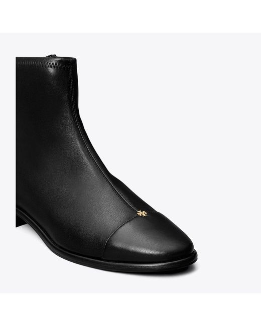 Tory Burch Black Cap-Toe Ankle Boot