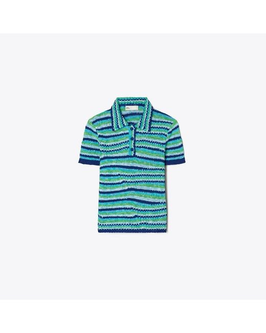 Tory Burch Blue Striped Cotton Polo