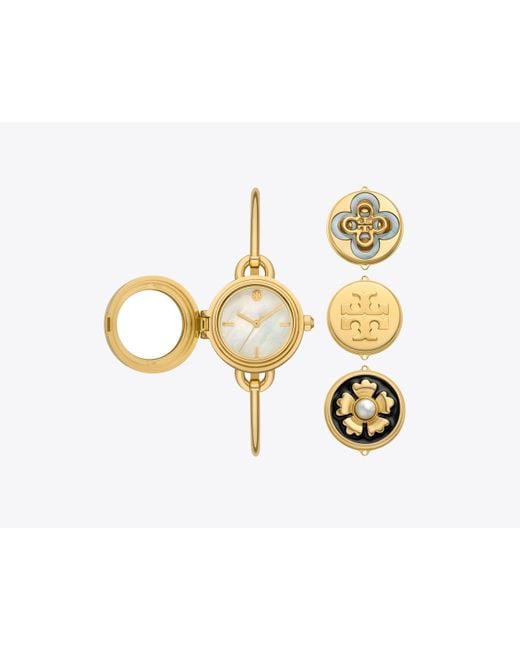Tory Burch Metallic Miller Bangle Watch Set With Charms, -Tone Stainless Steel