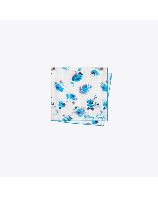 Tory Burch Blue Roses Neckerchief, One Size