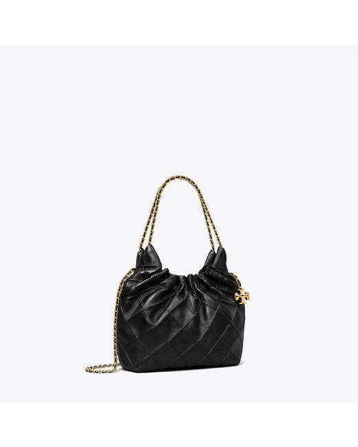 Tory Burch Black Mini Fleming Soft Hobo Bag