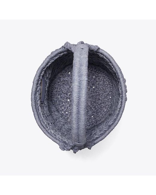 Tory Burch Blue Ella Hand-Crocheted Popcorn Bucket Bag