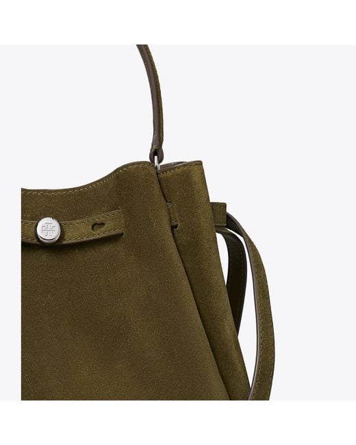 Tory Burch Green Romy Suede Bucket Bag