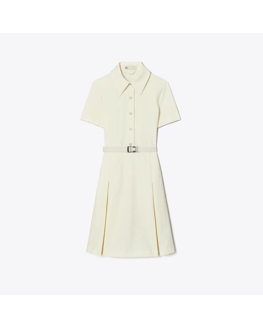 Tory Burch White Short-Sleeve Pleated Golf Dress