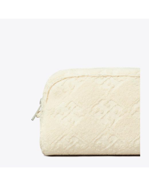 Tory Burch Natural T Monogram Terry Pouch, One Size