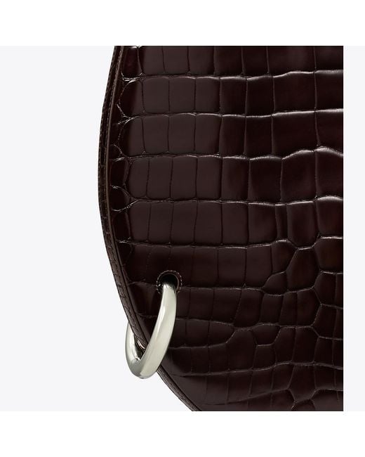 Tory Burch Black Pierced Croc-Embossed Bag, One Size