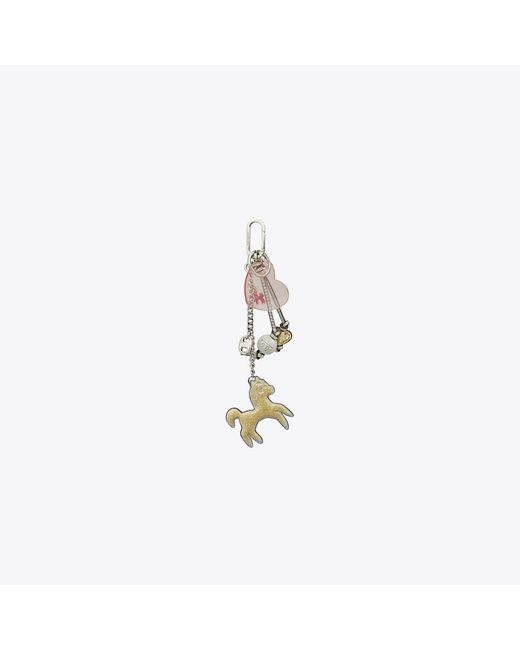 Tory Burch Metallic Heart Horse Bag Charm