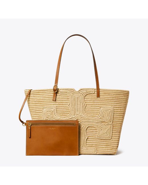 Tory Burch Metallic X Doum For Large Ella Raffia Tote, One Size