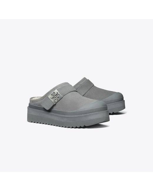 Tory Burch Gray Mellow Shearling Platform Mule