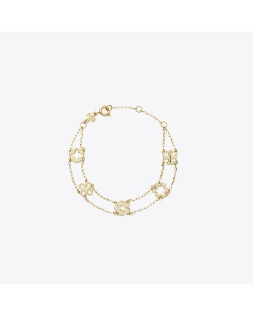 Tory Burch Metallic Kira Clover Double-Strand Bracelet