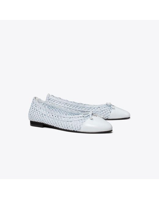 Tory Burch White Cap-Toe Ballet