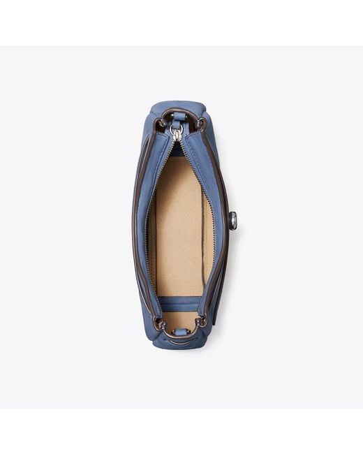 Tory Burch Blue Romy Nubuck Zip-Top Crossbody Bag