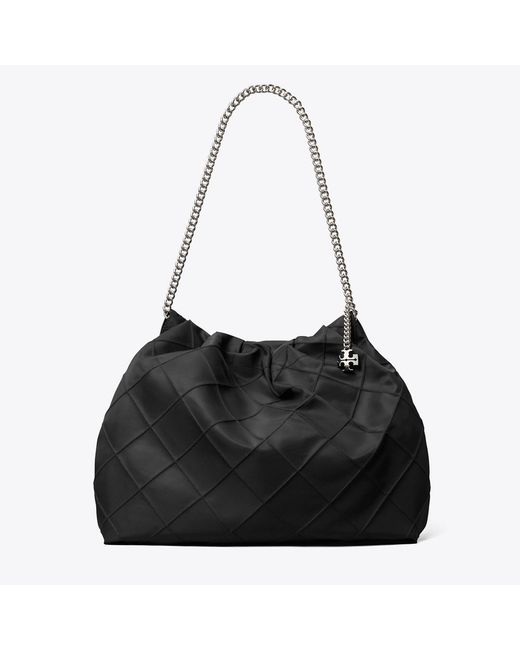 Tory Burch Black Fleming Nylon Hobo Bag, One Size