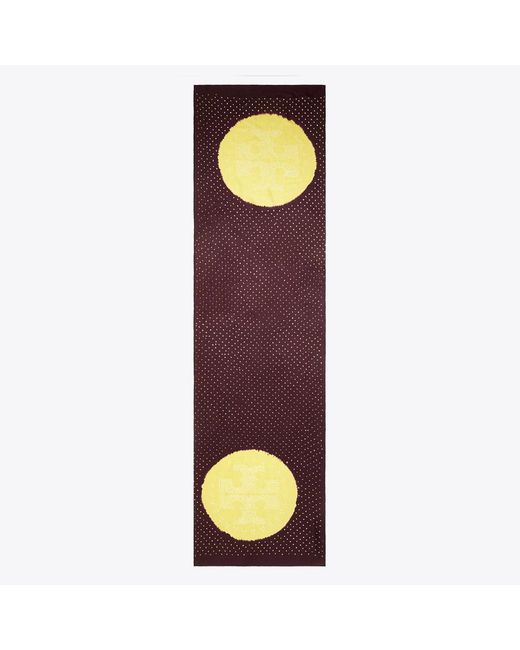 Tory Burch Purple Ruched Silk Oblong Scarf