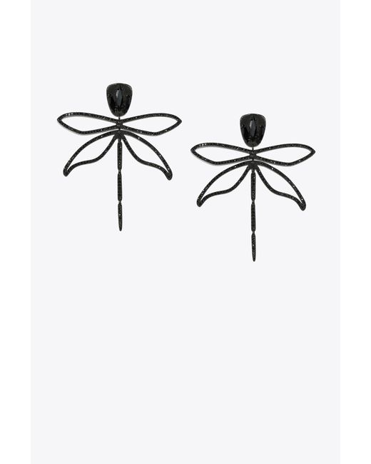 Tory Burch Black Embellished Articulated Dragonfly Earring