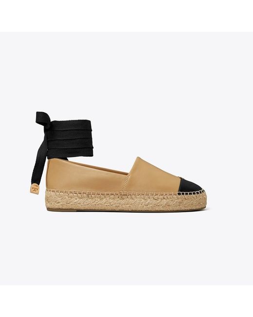 Tory Burch Black Cap-Toe Espadrille