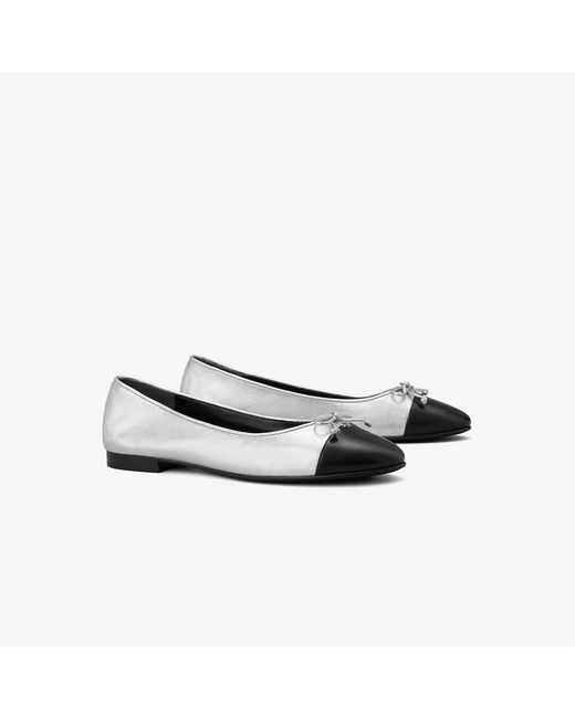 Tory Burch White Cap-Toe Ballet