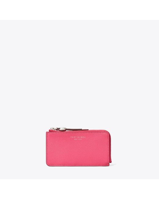 Tory Burch Pink Romy Zip Card Case