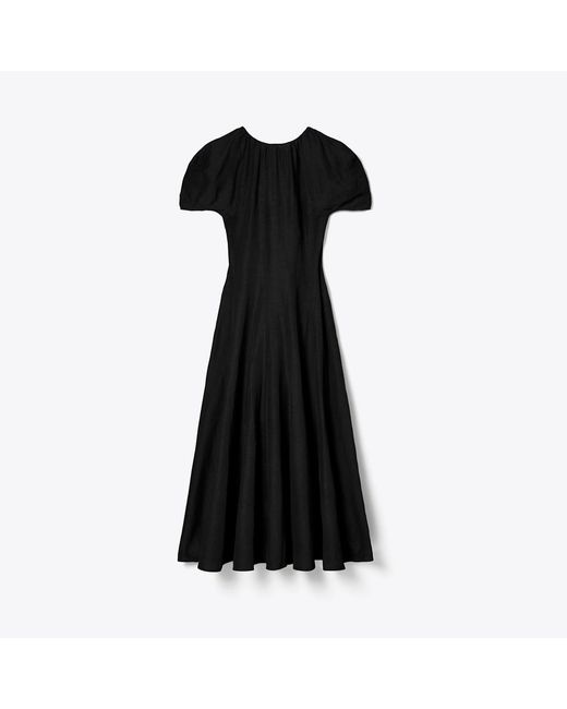 Tory Burch Black Balloon Sleeve Linen Dress