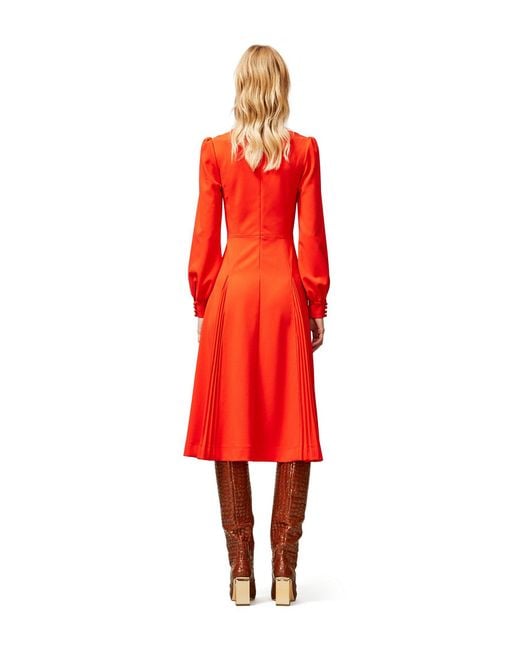 Tory Burch Knit Crepe Midi Dress in Red | Lyst Canada