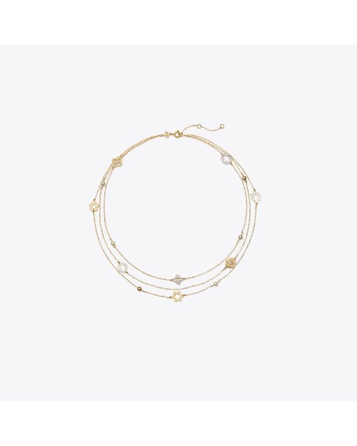 Tory Burch Metallic Forget Me Not Multi-Strand Necklace, One Size