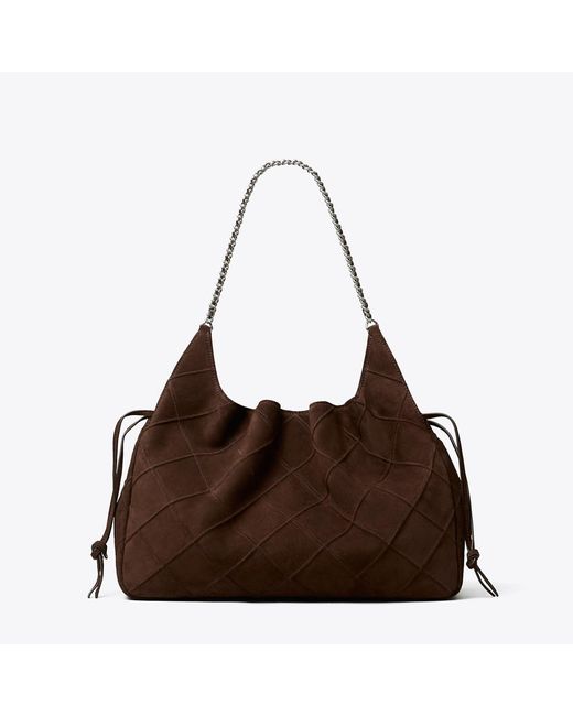 Tory Burch Brown Large Fleming Suede Tote