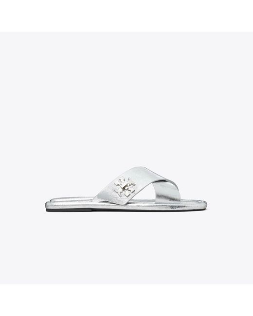 Tory Burch White Turnlock Cross-Band Slide for men