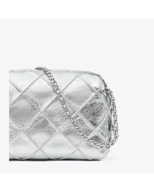 Tory Burch White Fleming Soft Metallic Crossbody Bag