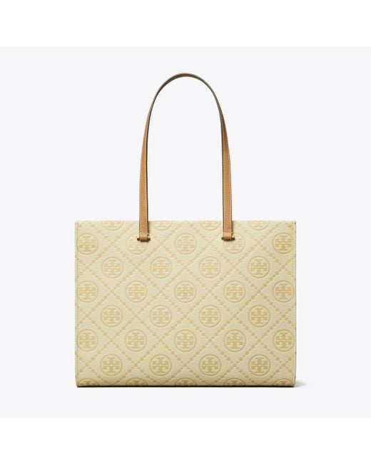 Tory Burch Natural Damen Strukturierte Tote Bag Mit T-Monogramm
