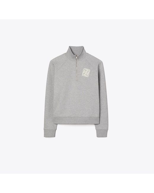 Tory Burch Gray Embroidered French Terry Sweatshirt