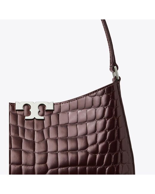 Tory Burch Brown Eleanor Croc-Embossed Slim Shoulder Bag, One Size