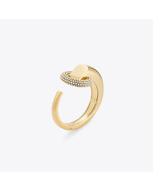 Tory Burch Metallic Pavé Pierced Cuff, One Size