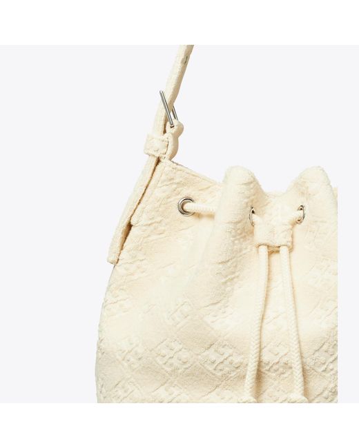 Tory Burch Natural T Monogram Terry Oversized Bucket Bag, One Size