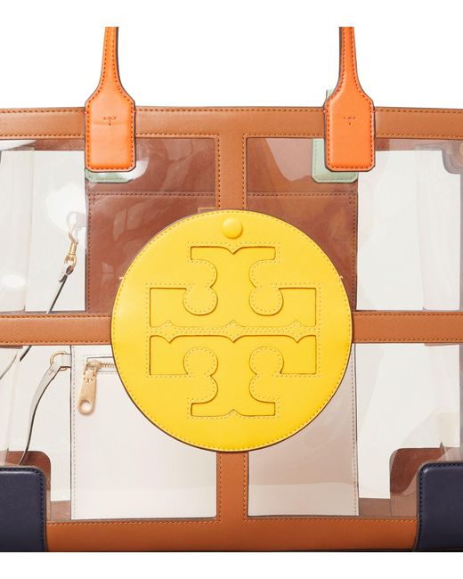 tory burch ella clear quadrant tote