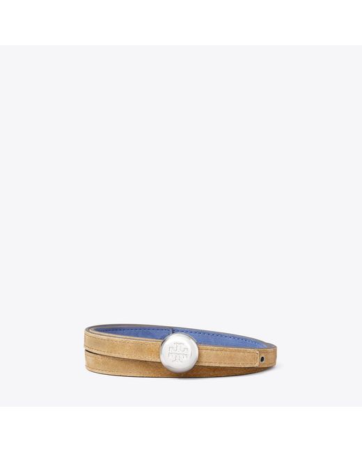 Tory Burch Blue Romy Reversible Suede Belt