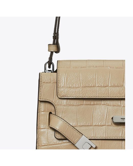 Tory Burch Natural Lee Radziwill Embossed Shoulder Bag, One Size